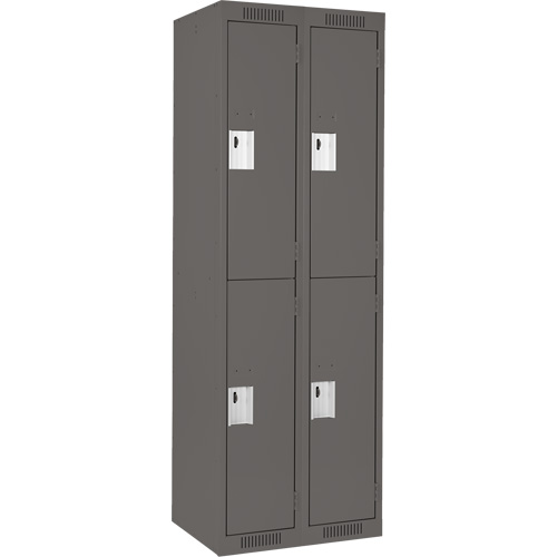 Clean Line Lockers, 2 -tier, Bank of 2, 24" x 18" x 72", Steel, Charcoal, Rivet (Assembled) Meunier Outillage Industriel