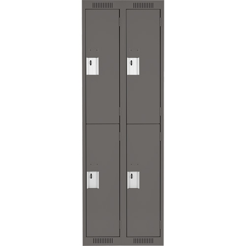 Clean Line Lockers, 2 -tier, Bank of 2, 24" x 18" x 72", Steel, Charcoal, Rivet (Assembled) Meunier Outillage Industriel