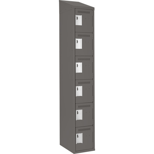 Clean Line Lockerette, 6 -tier, 12" x 18" x 78", Steel, Charcoal, Rivet (Assembled) Meunier Outillage Industriel