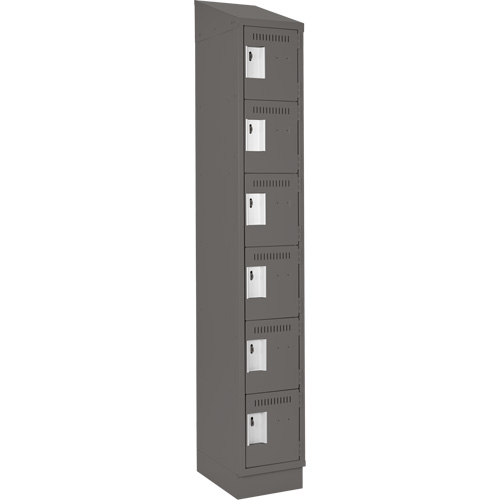 Clean Line Lockerette, 6 -tier, 12" x 18" x 82", Steel, Charcoal, Rivet (Assembled) Meunier Outillage Industriel