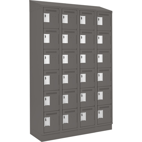 Clean Line Lockerette, 6 -tier, Bank of 4, 48" x 18" x 82", Steel, Charcoal, Rivet (Assembled) Meunier Outillage Industriel