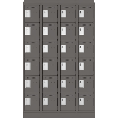 Clean Line Lockerette, 6 -tier, Bank of 4, 48" x 18" x 82", Steel, Charcoal, Rivet (Assembled) Meunier Outillage Industriel