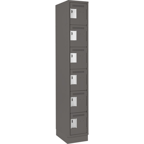 Clean Line Lockerette, 6 -tier, 12" x 18" x 76", Steel, Charcoal, Rivet (Assembled) Meunier Outillage Industriel