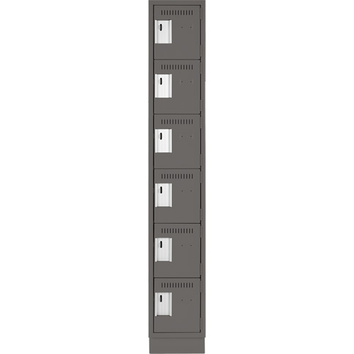 Clean Line Lockerette, 6 -tier, 12" x 18" x 76", Steel, Charcoal, Rivet (Assembled) Meunier Outillage Industriel