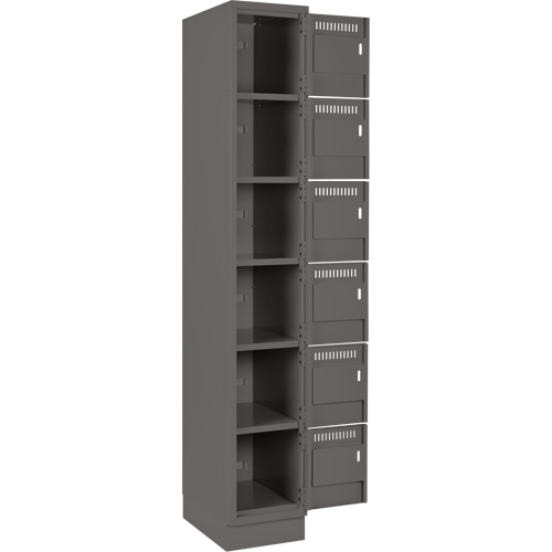 Clean Line Lockerette, 6 -tier, Bank of 4, 48" x 18" x 76", Steel, Charcoal, Rivet (Assembled) Meunier Outillage Industriel