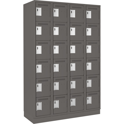 Clean Line Lockerette, 6 -tier, Bank of 4, 48" x 18" x 76", Steel, Charcoal, Rivet (Assembled) Meunier Outillage Industriel