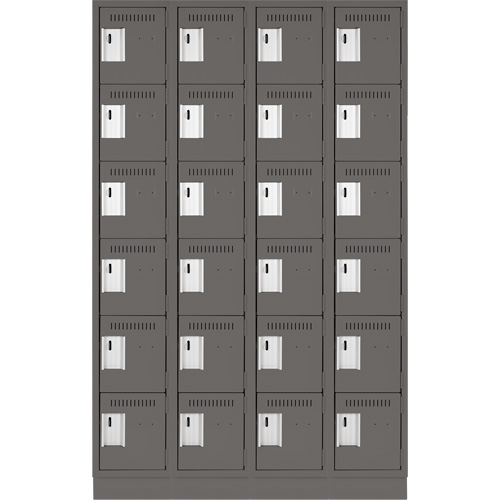 Clean Line Lockerette, 6 -tier, Bank of 4, 48" x 18" x 76", Steel, Charcoal, Rivet (Assembled) Meunier Outillage Industriel