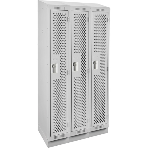 Clean Line Lockers, Bank of 3, 36" x 18" x 82", Steel, Grey, Rivet (Assembled), Perforated Meunier Outillage Industriel