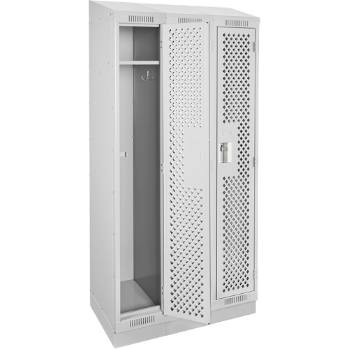 Clean Line Lockers, Bank of 3, 36" x 18" x 82", Steel, Grey, Rivet (Assembled), Perforated Meunier Outillage Industriel