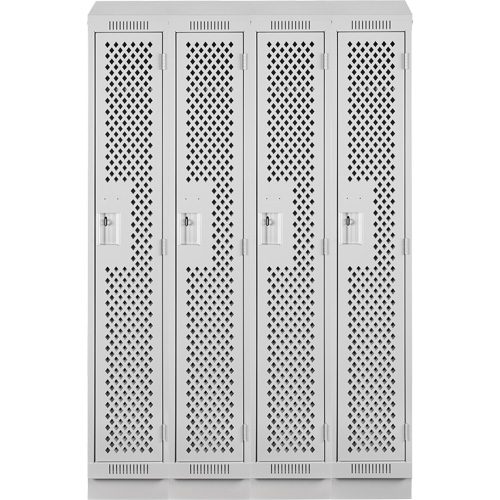 Clean Line Lockers, Bank of 4, 48" x 18" x 82", Steel, Grey, Rivet (Assembled), Perforated Meunier Outillage Industriel