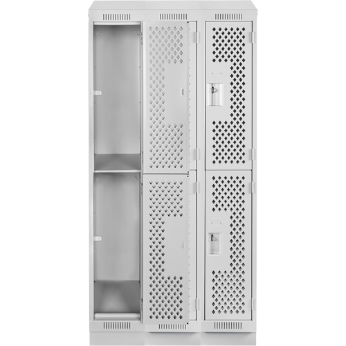 Casiers Clean Line, 2 niveaux, Bloc de 3, 36" x 15" x 82", Acier, Gris, Rivet (assembl&eacute;), Perfor&eacute; Meunier Outillage Industriel