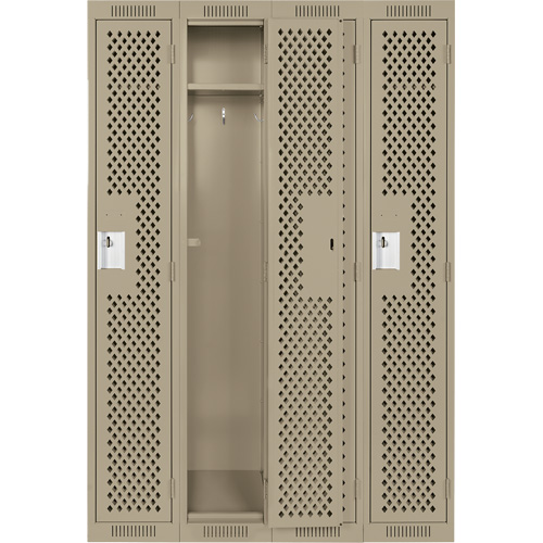 Clean Line Lockers, Bank of 4, 48" x 15" x 72", Steel, Beige, Rivet (Assembled), Perforated Meunier Outillage Industriel