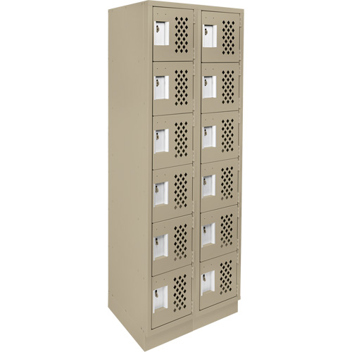 Assembled Lockerettes Clean Line Perforated Economy Lockers, 6 -tier, Bank of 2, 18" x 72" x 12", Steel Meunier Outillage Industriel