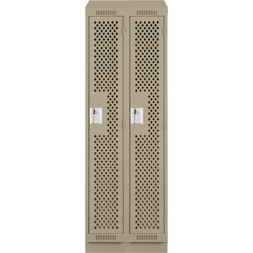 Clean Line Lockers, Bank of 2, 24" x 18" x 82", Steel, Beige, Rivet (Assembled), Perforated Meunier Outillage Industriel