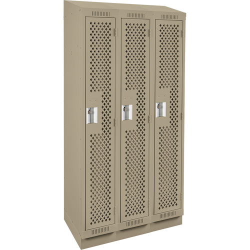 Clean Line Lockers, Bank of 3, 36" x 18" x 82", Steel, Beige, Rivet (Assembled), Perforated Meunier Outillage Industriel