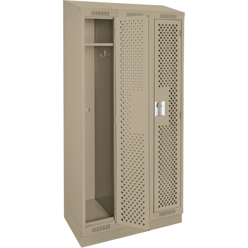 Clean Line Lockers, Bank of 3, 36" x 18" x 82", Steel, Beige, Rivet (Assembled), Perforated Meunier Outillage Industriel