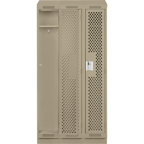 Clean Line Lockers, Bank of 3, 36" x 18" x 82", Steel, Beige, Rivet (Assembled), Perforated Meunier Outillage Industriel