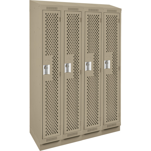 Clean Line Lockers, Bank of 4, 48" x 18" x 82", Steel, Beige, Rivet (Assembled), Perforated Meunier Outillage Industriel
