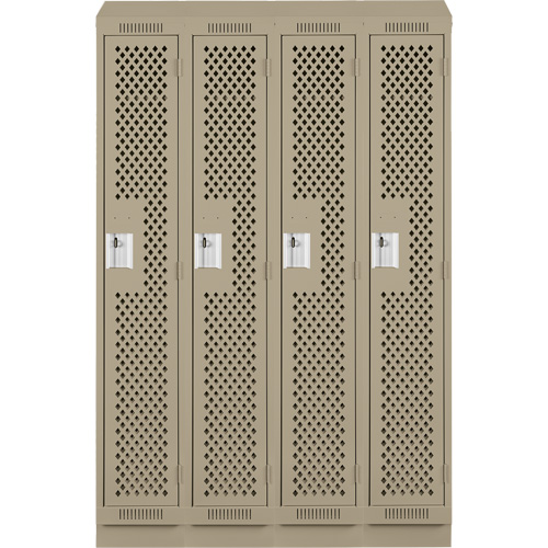 Clean Line Lockers, Bank of 4, 48" x 18" x 82", Steel, Beige, Rivet (Assembled), Perforated Meunier Outillage Industriel