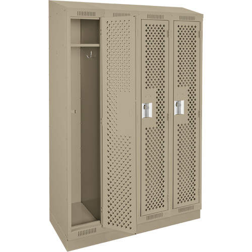 Clean Line Lockers, Bank of 4, 48" x 18" x 82", Steel, Beige, Rivet (Assembled), Perforated Meunier Outillage Industriel