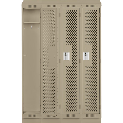 Clean Line Lockers, Bank of 4, 48" x 18" x 82", Steel, Beige, Rivet (Assembled), Perforated Meunier Outillage Industriel