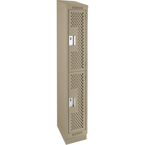 Clean Line Lockers, 2 -tier, 12" x 15" x 82", Steel, Beige, Rivet (Assembled), Perforated Meunier Outillage Industriel