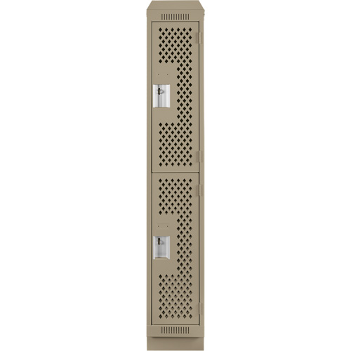 Clean Line Lockers, 2 -tier, 12" x 15" x 82", Steel, Beige, Rivet (Assembled), Perforated Meunier Outillage Industriel