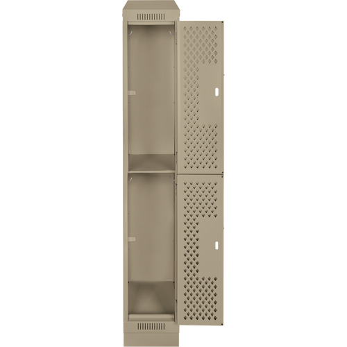 Clean Line Lockers, 2 -tier, 12" x 15" x 82", Steel, Beige, Rivet (Assembled), Perforated Meunier Outillage Industriel