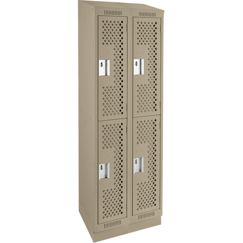 Clean Line Lockers, 2 -tier, Bank of 2, 24" x 12" x 82", Steel, Beige, Rivet (Assembled), Perforated Meunier Outillage Industriel