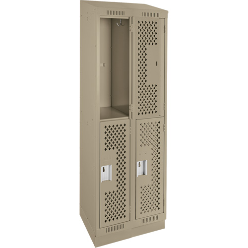 Clean Line Lockers, 2 -tier, Bank of 2, 24" x 12" x 82", Steel, Beige, Rivet (Assembled), Perforated Meunier Outillage Industriel