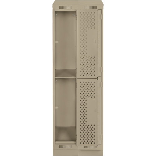 Clean Line Lockers, 2 -tier, Bank of 2, 24" x 12" x 82", Steel, Beige, Rivet (Assembled), Perforated Meunier Outillage Industriel