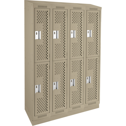Clean Line Lockers, 2 -tier, Bank of 4, 48" x 12" x 82", Steel, Beige, Rivet (Assembled), Perforated Meunier Outillage Industriel