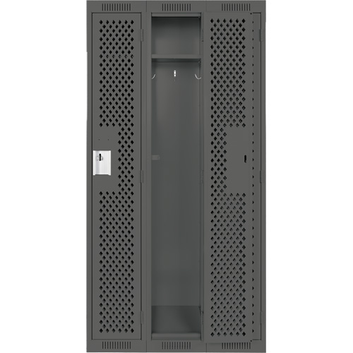 Clean Line Lockers, Bank of 3, 36" x 15" x 72", Steel, Charcoal, Rivet (Assembled), Perforated Meunier Outillage Industriel