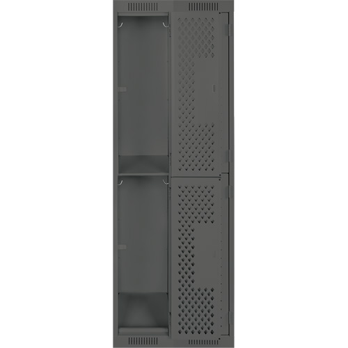 Clean Line Lockers, 2 -tier, Bank of 2, 24" x 15" x 72", Steel, Charcoal, Rivet (Assembled), Perforated Meunier Outillage Industriel