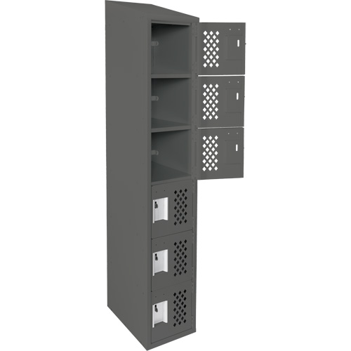 Assembled Lockerettes Clean Line Perforated Economy Lockers, 6 -tier, 18" x 72" x 12", Steel Meunier Outillage Industriel