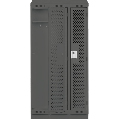 Clean Line Lockers, Bank of 3, 36" x 18" x 82", Steel, Charcoal, Rivet (Assembled), Perforated Meunier Outillage Industriel
