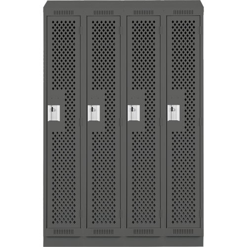 Clean Line Lockers, Bank of 4, 48" x 18" x 82", Steel, Charcoal, Rivet (Assembled), Perforated Meunier Outillage Industriel