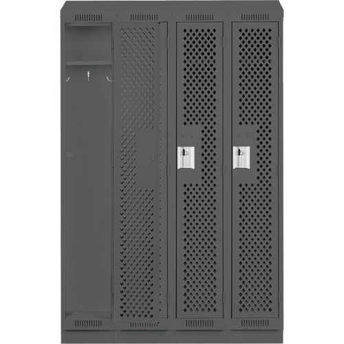 Clean Line Lockers, Bank of 4, 48" x 18" x 82", Steel, Charcoal, Rivet (Assembled), Perforated Meunier Outillage Industriel