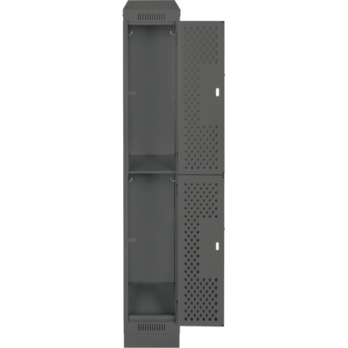 Casiers Clean Line, 2 niveaux, 12" x 15" x 82", Acier, Charbon, Rivet (assembl&eacute;), Perfor&eacute; Meunier Outillage Industriel