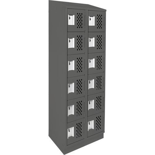 Assembled Lockerettes Clean Line Perforated Economy Lockers, 6 -tier, Bank of 2, 18" x 72" x 12", Steel Meunier Outillage Industriel