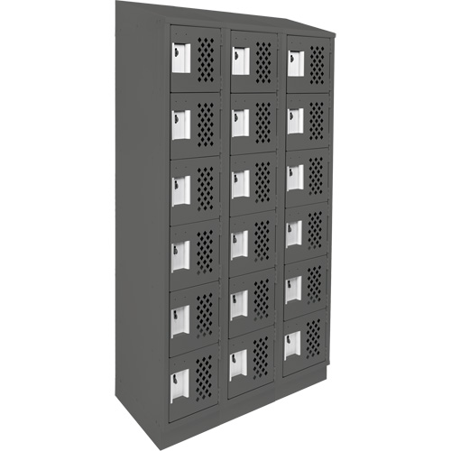Assembled Lockerettes Clean Line Perforated Economy Lockers, 6 -tier, Bank of 3, 18" x 72" x 12", Steel Meunier Outillage Industriel