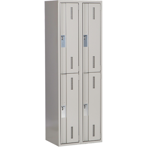 Concorde Heavy-Duty Lockers, 2 -tier, Bank of 2, 24" x 18" x 72", Steel, Grey, Welded (Assembled) Meunier Outillage Industriel