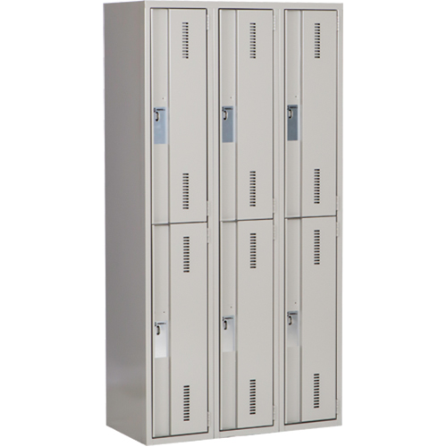 Casiers robustes Concorde, 2 niveaux, Bloc de 3, 36" x 18" x 72", Acier, Gris, Soud&eacute; (assembl&eacute;) Meunier Outillage Industriel