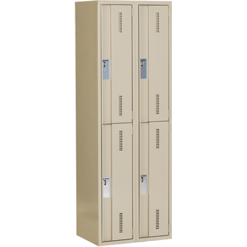 Concorde Heavy-Duty Lockers, 2 -tier, Bank of 2, 24" x 18" x 72", Steel, Beige, Welded (Assembled) Meunier Outillage Industriel