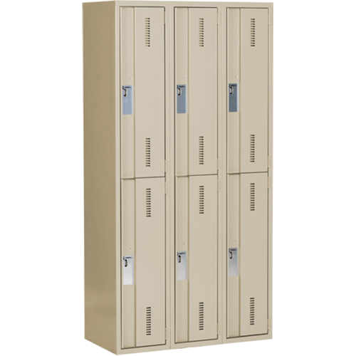 Casiers robustes Concorde, 2 niveaux, Bloc de 3, 36" x 18" x 72", Acier, Beige, Soud&eacute; (assembl&eacute;) Meunier Outillage Industriel