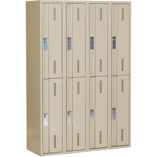 Concorde Heavy-Duty Lockers, 2 -tier, Bank of 4, 48" x 18" x 72", Steel, Beige, Welded (Assembled) Meunier Outillage Industriel