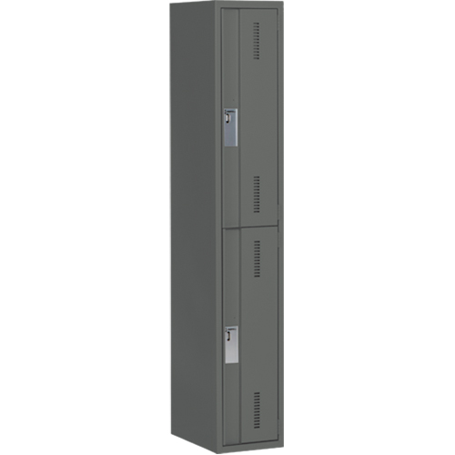 Concorde Heavy-Duty Lockers, 2 -tier, 12" x 18" x 72", Steel, Charcoal, Welded (Assembled) Meunier Outillage Industriel