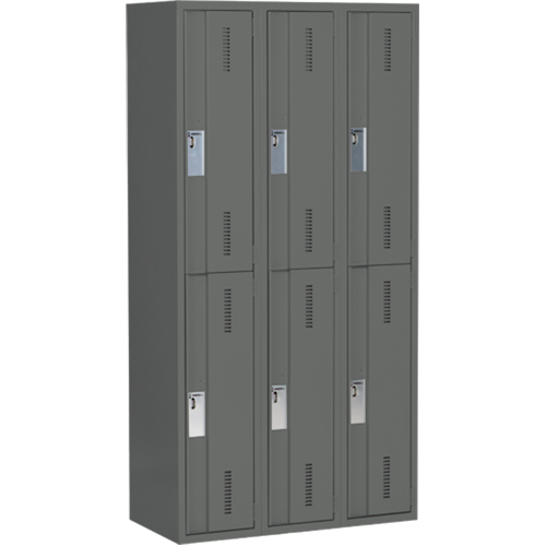 Casiers robustes Concorde, 2 niveaux, Bloc de 3, 36" x 18" x 72", Acier, Charbon, Soud&eacute; (assembl&eacute;) Meunier Outillage Industriel