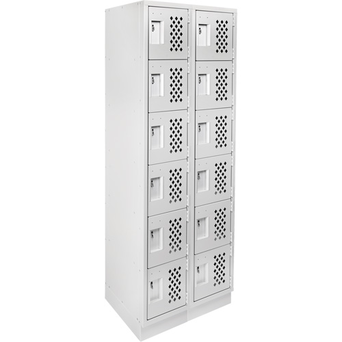 Assembled Lockerettes Clean Line Perforated Economy Lockers, 6 -tier, Bank of 2, 18" x 72" x 12", Steel Meunier Outillage Industriel