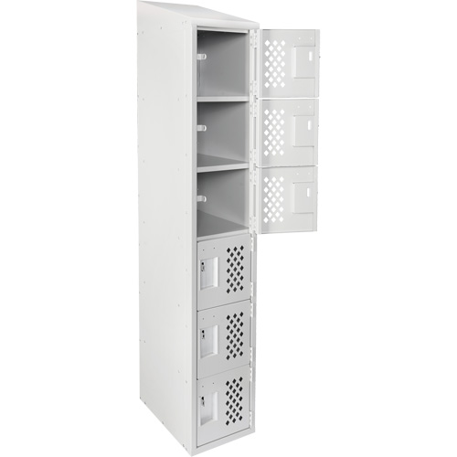Assembled Lockerettes Clean Line Perforated Economy Lockers, 6 -tier, 18" x 72" x 12", Steel Meunier Outillage Industriel